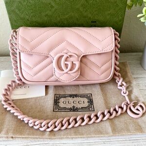 New Gucci Marmont GG belt shoulder leather mini bag with chain size 65